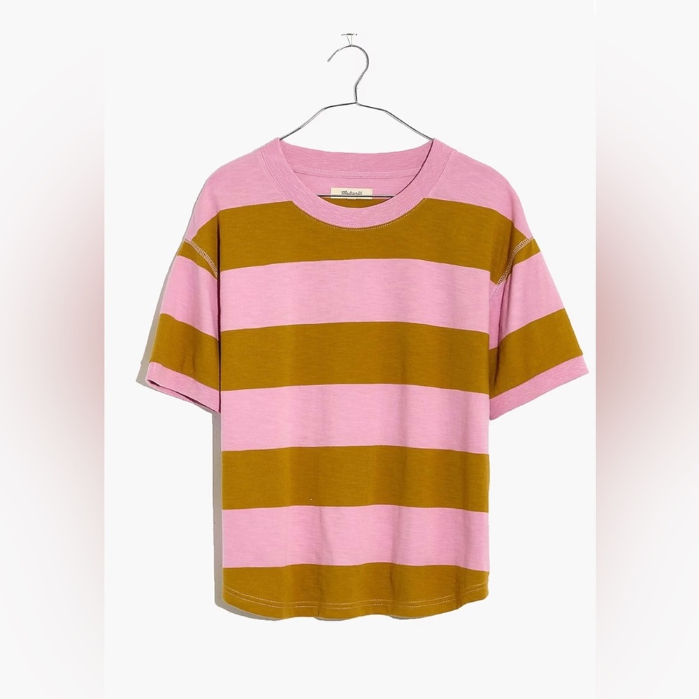 Madewell Everyday Cropped Tee in Rugby Stripes size M